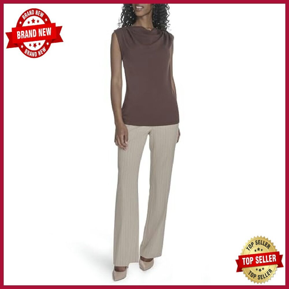 Drape Neck Sleeveless Knit Top, Soft Fabric, Versatile Wardrobe Essential - Picture 3 of 7